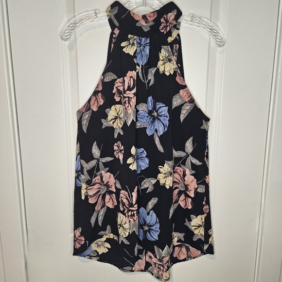 Indie Sleaze Goth Grunge Streetwear Black Fairy Flowy Halter Top Sleeveless L - Picture 1 of 12